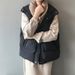 Women's Lightweight Puffer Vest Jacket - Quilted Sleeveless Coat With Stand Collar, Loose Fit Casual Outerwear For Autumn Winter_ecoleips.com