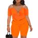 Women's Clothing Elegant Off Shoulder Splicing Zipper Short Sleeved Shorts Two Piece Suit_ecoleips.com
