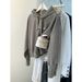 American-style Real-shot Short Embroidered Hooded Sweatshirt Jacket For Women, Spring And Autumn Wear, Loose-fitting_ecoleips.com