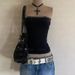 Subculture American Retro Hot Girl Rhinestone Strapless Tank Top Harajuku Gothic Short Fitted Women's Clothing/Tops_ecoleips.com