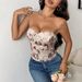 Sexy Spicy Girl Low Cut Open Back Flower Wrapped Chest Diamond Fish Bone Tie Waist Small Tank Top L0033_ecoleips.com