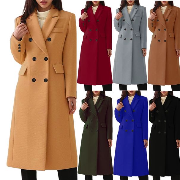 2025 Autumn/Winter European Collection Extra-Long Plus-Size Women's Woolen Jacket Double-Breasted Coat_ecoleips.com