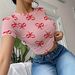Women's Clothing Women's Fashionable Bow Print Short Round Neck T-Shirt Top Casual Sporty Digital Design For Spring Summer_ecoleips.com