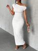 Cute Stylish Water Ripple Off Shoulder Dress For Women_ecoleips.com