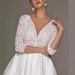 2025 New Long Sleeved Wedding Dress Deep V Neck Lace Slim Fit mid Length Fashionable Wedding Gown for Brides_ecoleips.com