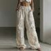 Elegant 3D Floral Print Straight Leg Women's Trousers Independent Website Foreign Trade Cross Border Fashion Bottoms_ecoleips.com