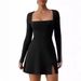 European And American Long-sleeve Dress For Women, Autumn Spicy Girl Square-neck Slim Dress, Women's_ecoleips.com