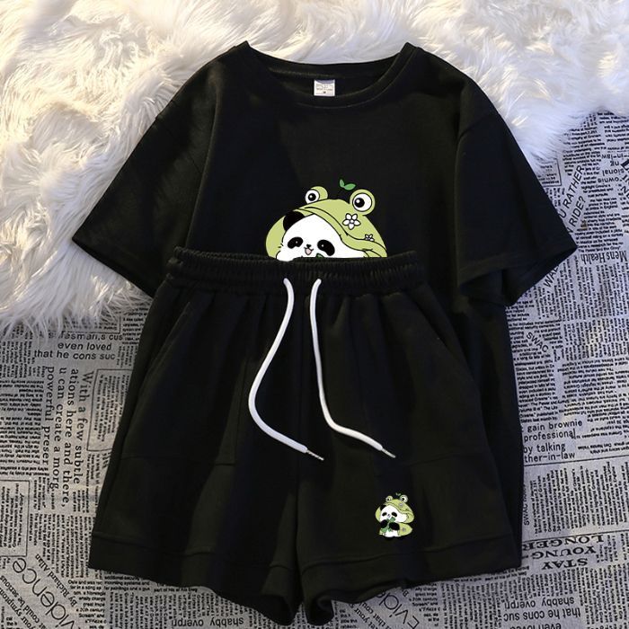 Women's Clothing Summer Sports Suit Casual Loose Fit Plus Size Short Sleeve Printed Two Piece Trendy Set_ecoleips.com