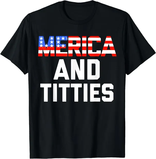 Women's T-Shirts NEW 4th Of July Merica Freedom Titties Funny Party T-Shirt - MADE IN USA_ecoleips.com