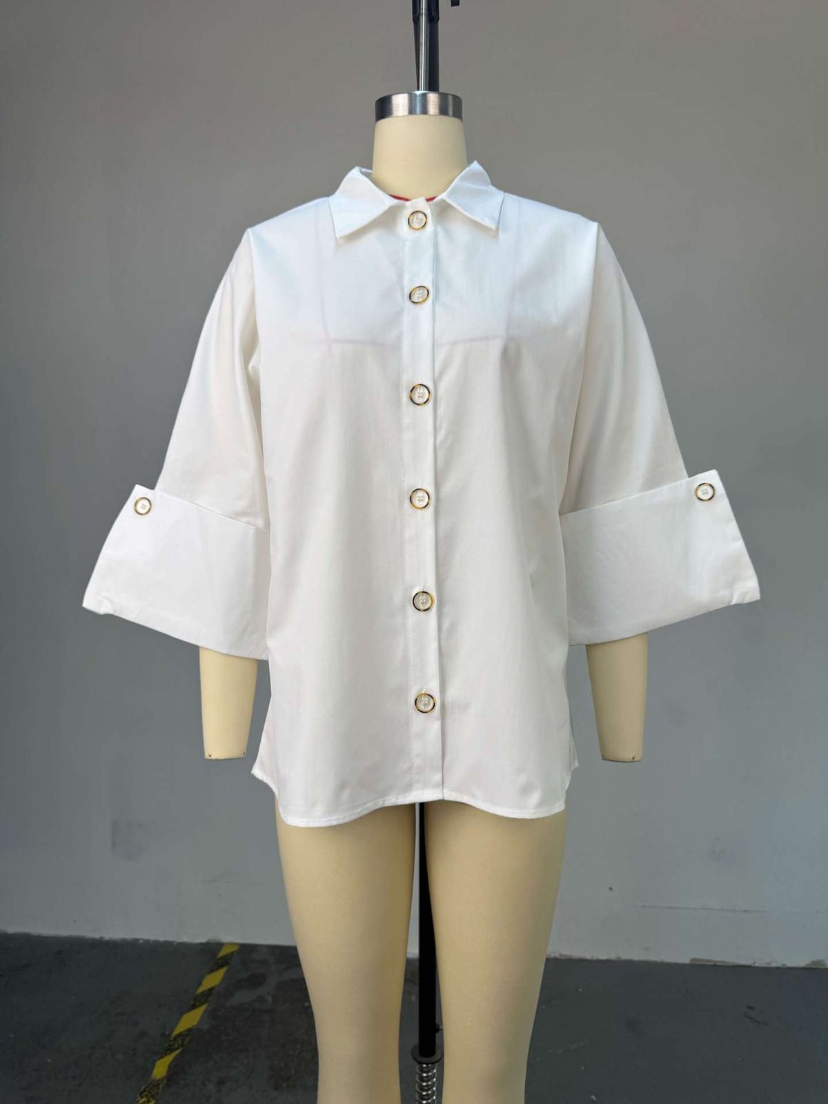 K Women's New Fashion Lapel Design, Niche And Versatile, Solid Color Shirt Top_ecoleips.com