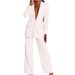 Women's Clothing Elegant Women's Blazer Set With Notched Lapel - Slim Fit Office Wear, Spring/Summer Collection In 8 Colors (Coffee, Rose, White)_ecoleips.com