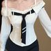 College-style New JK Uniform Set, Pure And Sexy, Off-shoulder Long-sleeve Tie Shirt, Hot Girl Bodycon Short Skirt For_ecoleips.com