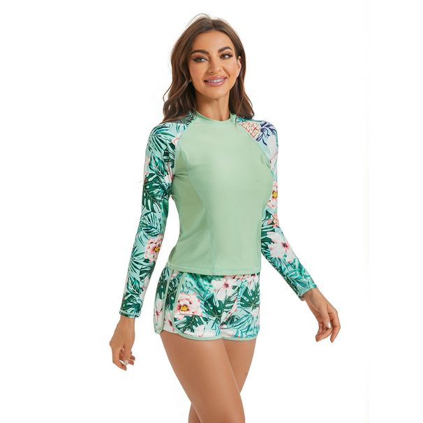 Aria Basics 2024 Two-piece Swimsuit With Long Sleeves, Sun Protection, Printed Swimwear, Foreign Trade Diving Suit, Sporty_ecoleips.com