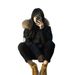 girl American Style High-End Quilted Jacket Thickened Black Hooded Coat For Women 2025 New Down Cotton Parka_ecoleips.com