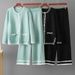 Women's round Neck Long Sleeved Knitted Cardigan with Pockets European And American Style Two Piece Set Straight Leg Trousers_ecoleips.com