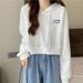 Spring Autumn 2025 New Loose Hooded Waffle Sweatshirt Women With Unique Design For Petite Figures, Short And Long Sleeve_ecoleips.com