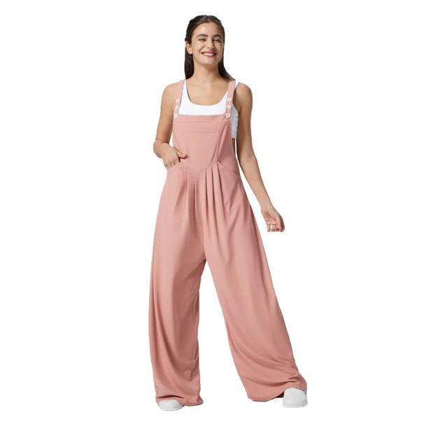 Voya Women's New Knitted Design Jumpsuit With Pleats At The Waist For Slimming, Casual And Comfortable Overalls_ecoleips.com