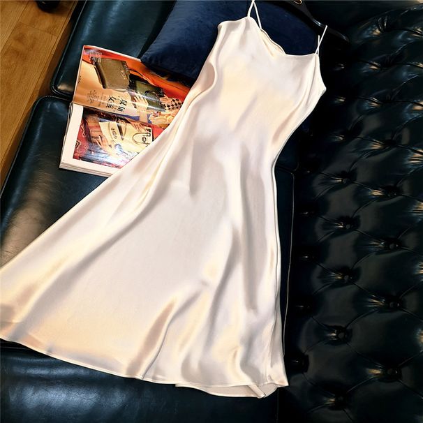 Spaghetti Strap Hot Girl Summer Inner Wear French Satin V-neck Solid Color Fashion European And American Loose Plus Size_ecoleips.com