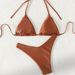 Women's Sexy High Leg Bikini Set European And American Style Solid Color Two Piece Swimsuit With Straps And Halter Neck 2024_ecoleips.com