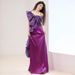 French Style Satin Morning Robe Women's Elegant Toasting Dress Purple Bridal Gown Engagement Evening Wear 2026 New Style_ecoleips.com