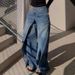 Women's Clothing Retro Deconstruction Style Reversible Jeans Y2k High Street Design Lengthened Casual Wide Leg Pants_ecoleips.com