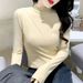 Reversible German Velvet Half-Turtleneck Women's Long-Sleeve Top, Autumn/Winter Slim Inner Layer, Brushed For Warmth_ecoleips.com
