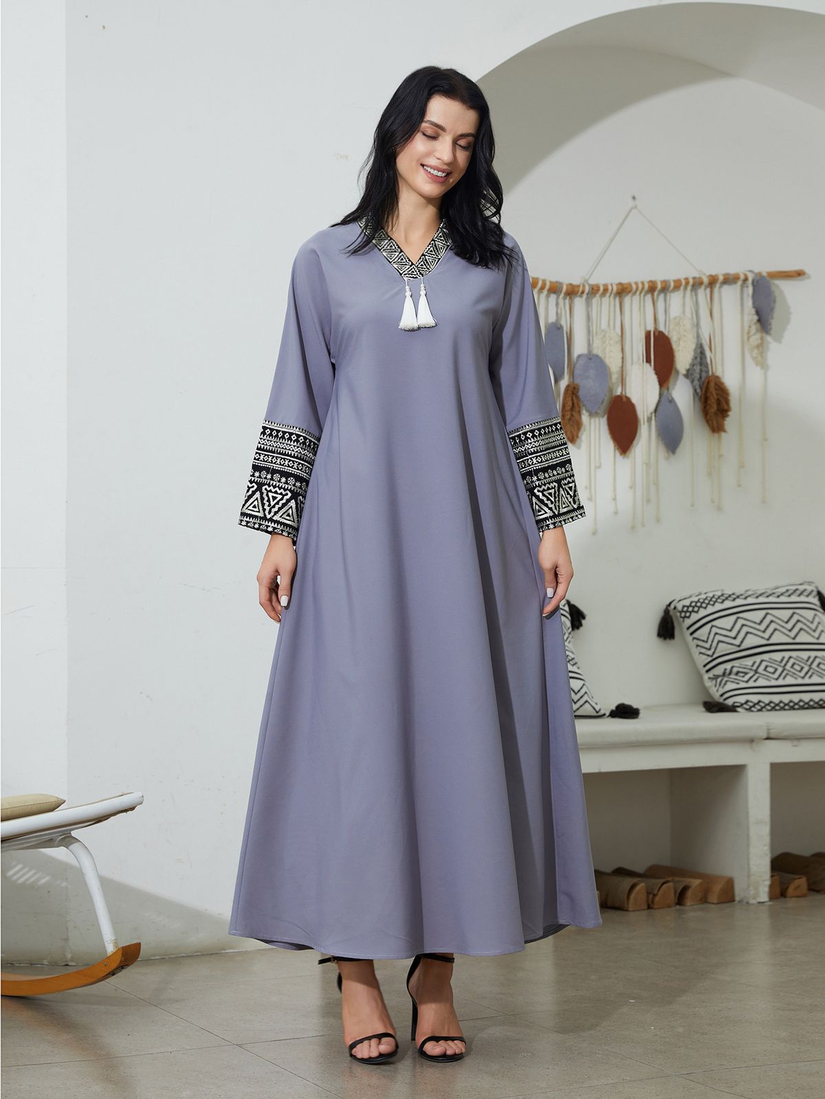 NC113 Women's Long Robe Luxury Patchwork Embroidered Evening Gown Apparel for Foreign Trade Wholesale_ecoleips.com