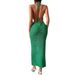 Women's Clothing Spring And Summer New Slim Fit Halter Neck Tie Backless Knitted Sweater Dress_ecoleips.com