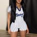 Summer Sexy Hot Girl Printed Women's Short Sleeved Top Waist Cinching Bodysuit for Trendy Wholesale Export_ecoleips.com