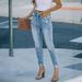 Cross-border 2025 European And American Stretch Denim Jeans Women, Long Ripped Mid-waist Skinny Pants For Sexy Girls_ecoleips.com
