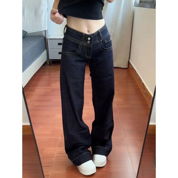 American-style Double-waistband Non-tight-fitting Flared Jeans For Women, 2026 New Niche Slim-fit Versatile Low-waist_ecoleips.com
