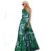 Women's Clothing Leaf Print Off Shoulder Stitching Ins Women's Summer Long Skirt Dress_ecoleips.com