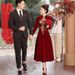 Exquisite Embroidered High-Collar Cheongsam – Elegant Long Red Qipao For Wedding Banquet & Reception_ecoleips.com