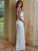 Mozision Lace Sleeveless Sexy Maxi Dress Women Elegant Cut Out V Neck Backless Bodycon Draped Ruched Club Party Long Dress_ecoleips.com