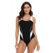 Women's Clothing Competitive Swimsuit Women's Tight Color Matching Solid Color Conservative One Piece Swimsuit_ecoleips.com