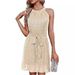 Women's Clothing Sequined Dress Fashionable Half Slung Collar Sleeveless Fashion Sparkling Dress_ecoleips.com