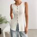 Women's Clothing Pullover Fashion Knitted Sweater Vest Vest Gold Button_ecoleips.com