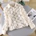 Verve French Court Style 3D Floral Stage Outfit Women's Chiffon Shirt Hollow Lantern Sleeve Fashionable Mesh Blouse For Women_ecoleips.com