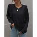 "Women's Loose Fit Solid Color Pullover Sweater, Soft Knit Tassel Detail Casual Comfortable Top For Everyday Wear_ecoleips.com