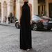 Women's Clothing Women's Halter Neck Pleated Dress Elegant Sophisticated Evening Gown Style Sleeveless High Neck Spring_ecoleips.com