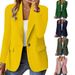 Women's Long Sleeve Solid Color Blazer Cardigan V-Neck Office Casual Lightweight Jacket Fashion Trends_ecoleips.com