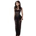 European And American Style 2024 Summer New Women's Fashion Sexy Strapless Lace See-through Slim-fit Bodycon Solid Color_ecoleips.com