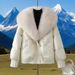 Women's Clothing Short Puffer Jacket With Fox Fur Collar - Cozy Winter Coat, Loose Fit, Zipper Closure, Polyester Blend, Multiple Colors & Sizes_ecoleips.com