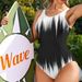Fashionable Women's Halter Neck Backless Swimsuit American Printed Design Comfortable Sexy Swimwear_ecoleips.com