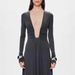 Women's Sexy Solid Color Long Sleeve Ruched Plunging Tie Neck Bodycon Maxi Dress – Elegant Summer Gown_ecoleips.com