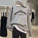 Women's Pure Cotton round Neck Pullover Sweatshirt Autumn Winter Printed Fleece Lined Thickened Letter Trendy Loose Outerwear Top_ecoleips.com