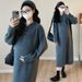 Autumn New Korean Fashion Thickened Plus Size Hooded Maternity Dress_ecoleips.com