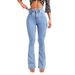 Aria Basics New European And American Cross-border Slim-fit Stretchy Fashion Light-colored Flared Women's Jeans_ecoleips.com