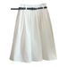 White a Line Midi Skirt for Women High Waisted Elegant Umbrella Skirt Elastic Waist Puffy Style Suitable for Petite New Summer_ecoleips.com