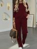 Women's Sporty Two Piece Set Leopard Print High Waisted Straight Leg Trousers Casual Style Top And Bottom Ensemble_ecoleips.com